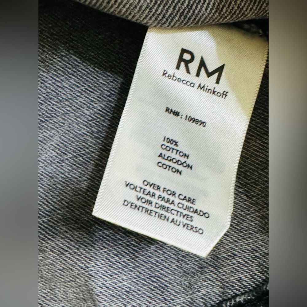 NWOT Rebecca Minkoff Studded Light Black Wash Denim Jean Jacket Women’s Sz L - Picture 15 of 16